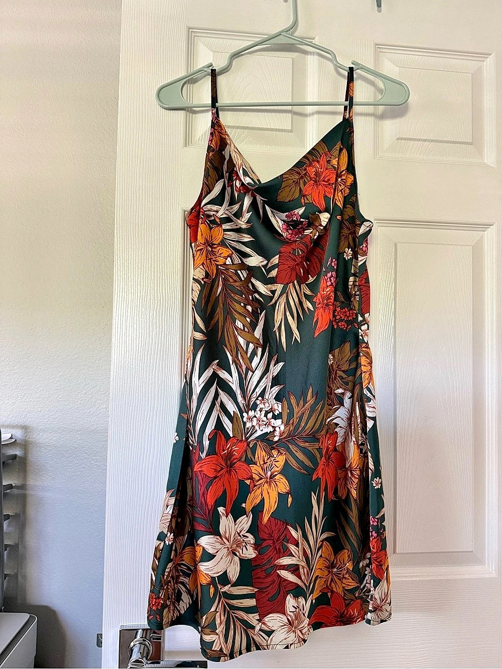 Floral Mini Dress in Green & Red Like New